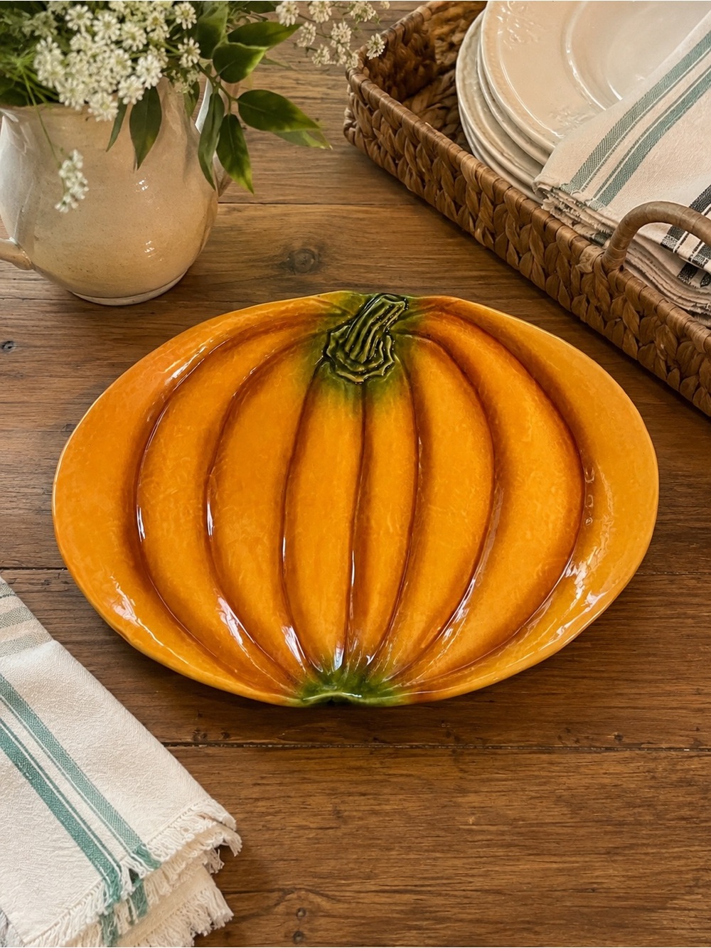 Large Vintage Olfaire Portugal Pumpkin Serving Platter